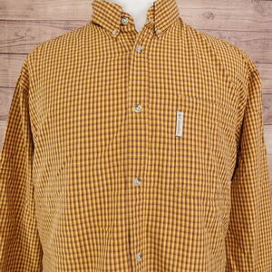 COLUMBIA SPORTSWEAR LONG SLEEVE YELLOW CHECK BUTTON DOWN SHIRT MENS SIZE XL
